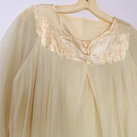 VTG 60s Womens M Butter Yellow Pegnoir Nightgown Set Sabrina Carpenter Babydoll - Picture 13 of 16